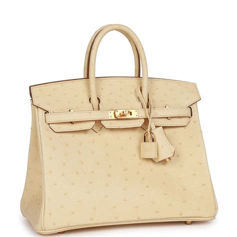 hermes birkin 25 vanille ostrich boreal gold hardware|birkin 25 silver leather.